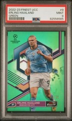 2022-23 Topps Finest Erling Halland Green 9/99 Kit Number Psa 9
