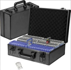 600+ 3″x4″ Capacity 35PT Box Toploader Aluminum Card Alloy Organizer Lockable US