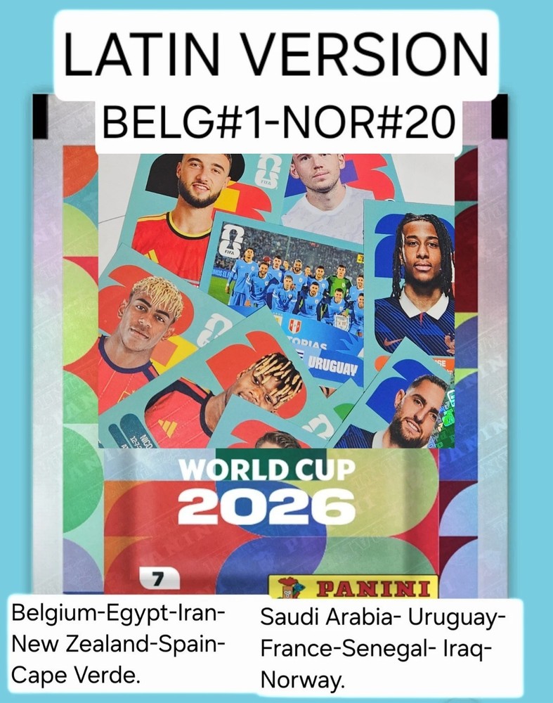 Panini World Cup 2026 -LATIN Edition — Stickers from BEL#1 to NOR #20 FIFA