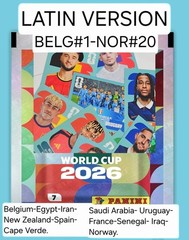 Panini World Cup 2026 -LATIN Edition — Stickers from BEL#1 to NOR #20 FIFA