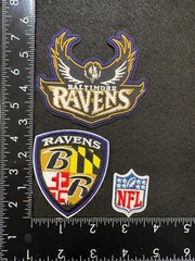 BALTIMORE RAVENS SET OF 3 NFL FOOTBALL IRON ON PATCHES SEE PHOTO/ RULER