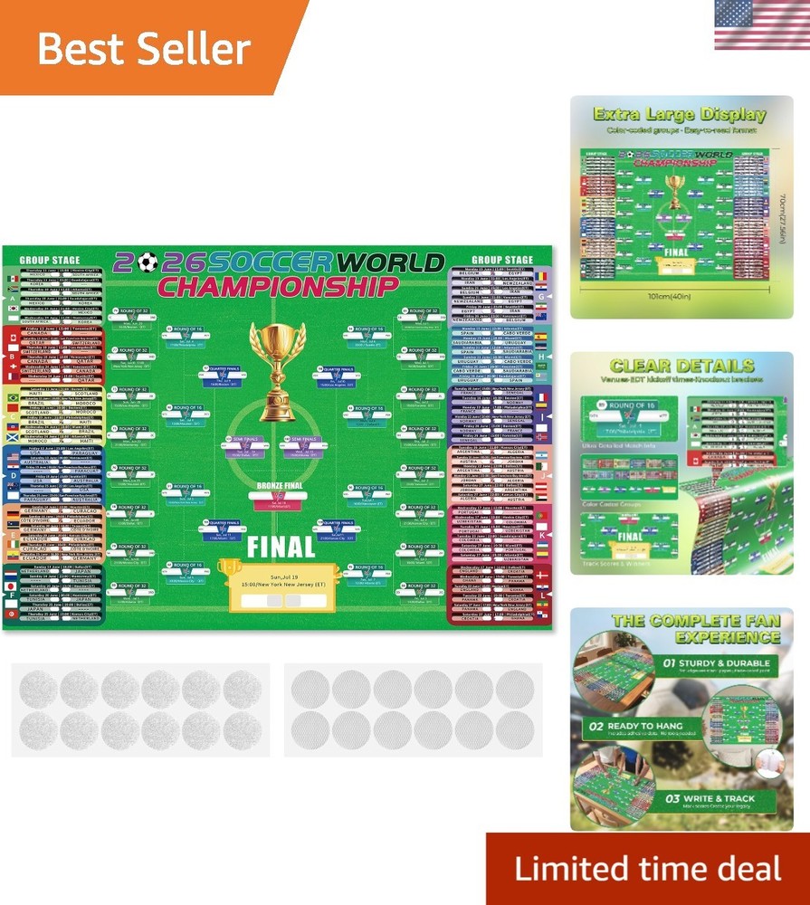 2026 Soccer World Championship Wall Art 40″ x 28″ — Fade-Proof Tournament Poster