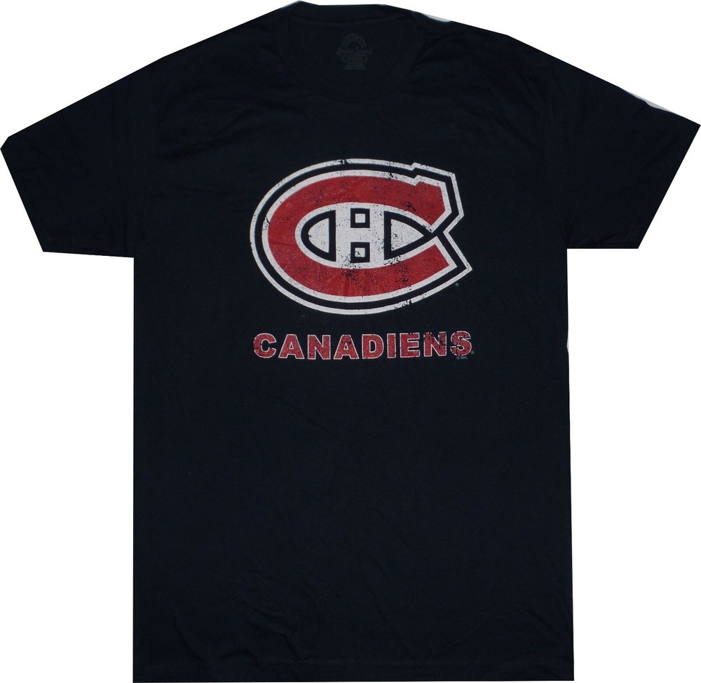 Montreal Canadiens Throwback Retro Sport Slim Fit Navy T Shirt NEW Clearance