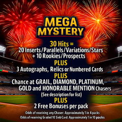 NEW Mystery MLB Chaser Packs 30 Hits Guaranteed 3 #’d, Autos or Relics per pack