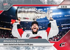 2025-26 NHL TOPPS NOW® Sticker #202 🏒 Brandon Bussi 🌀 Shutout Leads Hurricanes