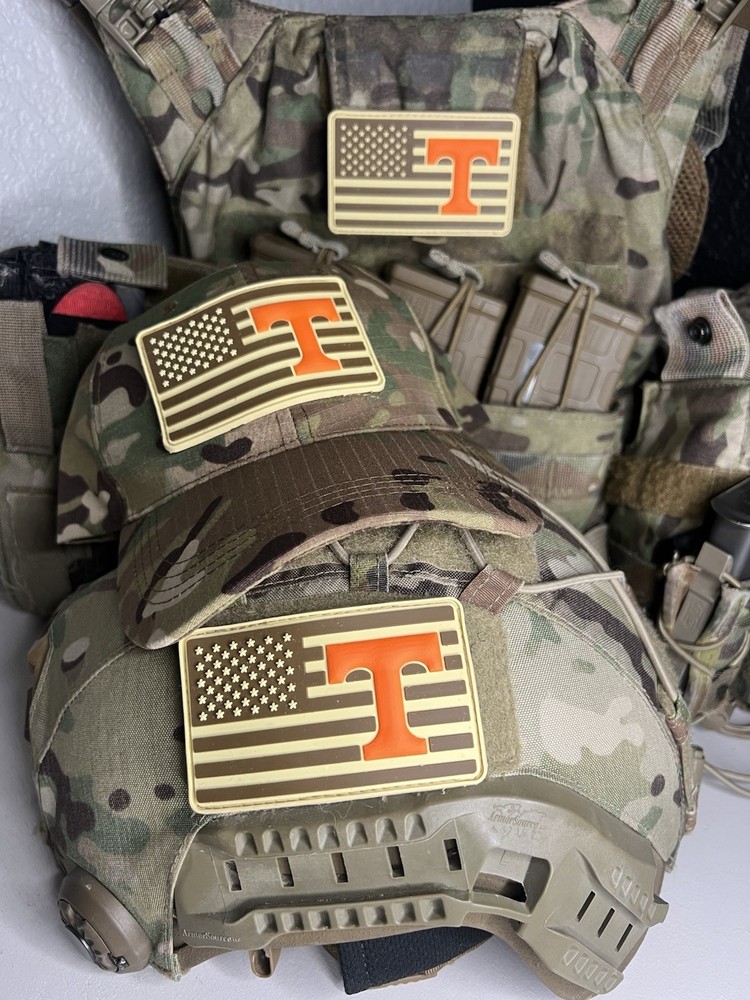 Military Combat American Flag Tennessee Volunteers football PVC Patch W Vlcro