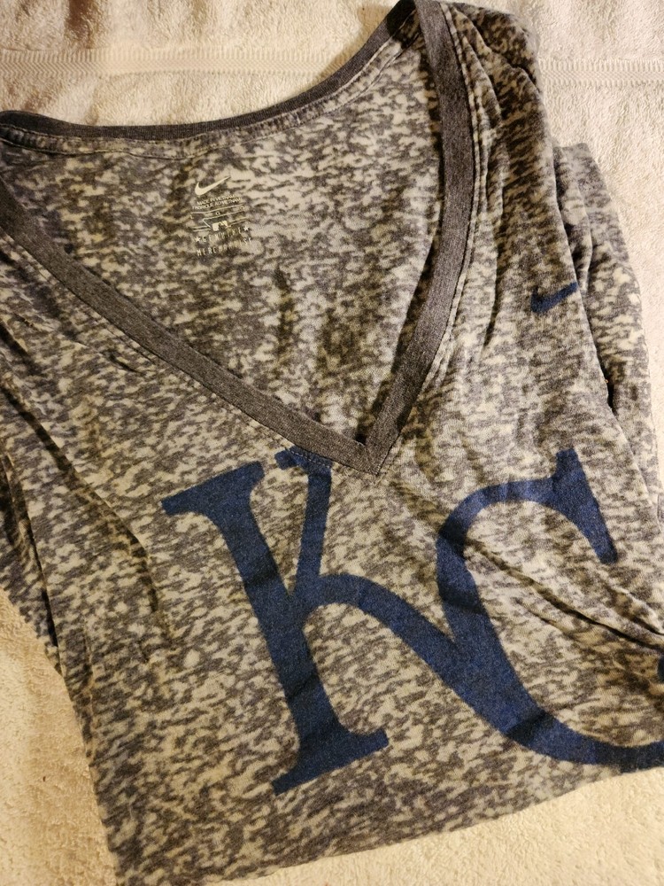 Nike Royals Merchandise Womens Shirt Size L, Slim Fit, Sheer Material, Grey+Blue