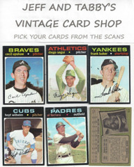 1971 TOPPS BASEBALL #586 TO #752 / SEE DROP DOWN MENU FOR CARD YOU WILL RECEIVE.
