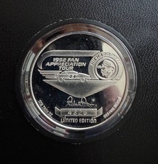 Richard Petty 1992 Commemorative Coin, One Troy Ounce .999 Fine Silver