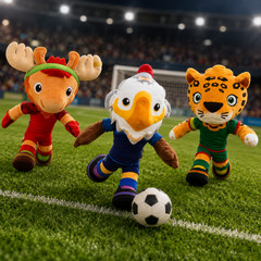 Set of 3 FIFA World Cup 2026 Mascot Plush Keychains: USA, Canada & Mexico — NWT