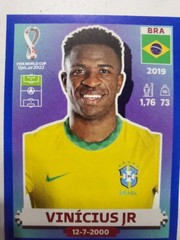 2022 Fifa World Cup Qatar Panini Sticker Vinicius Jr Blue Parallel BRA 20