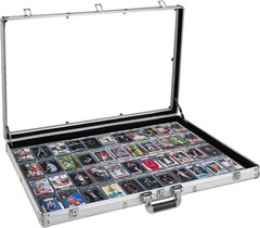 Large 34″x22″ Silver Aluminum Trading Card Display Case — Lockable Professional