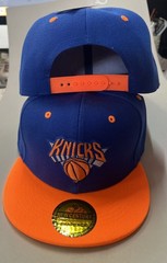 New York Knicks blue and orange snapback baseball hat flat brim