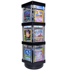 Graded Trading Card Display Case USB Rotating 18 PSA Slabs TCG Sport Show Stand
