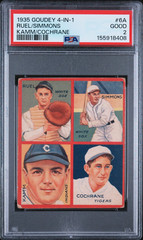 1935 Goudey 4 In 1 #6A Ruel, Simmons, Kamm, Cochrane — PSA 2