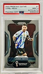 2022 Panini Prizm FIFA World Cup Signed Lionel Messi #7 Argentina PSA MINT 9