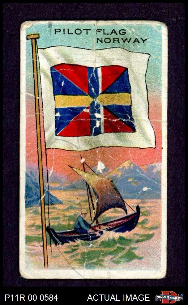 1911 Flags of All Nations T59 Norway Pilot Flag 1 — POOR