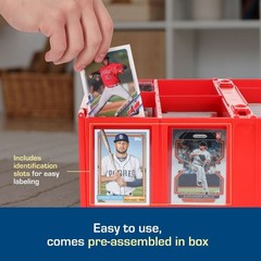 BCW Card Bin Hold Trading Gaming Sport Cards Toploaders Magnetic 3200 Box in RED