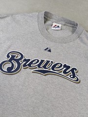 Milwaukee Brewers Jersey Shirt Mens 2XL Gray Majestic Y2K Ryan Braun MLB Retro