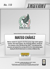 2026 Panini Instant FIFA World Cup #119 Mateo Chavez Mexico RC PRESALE