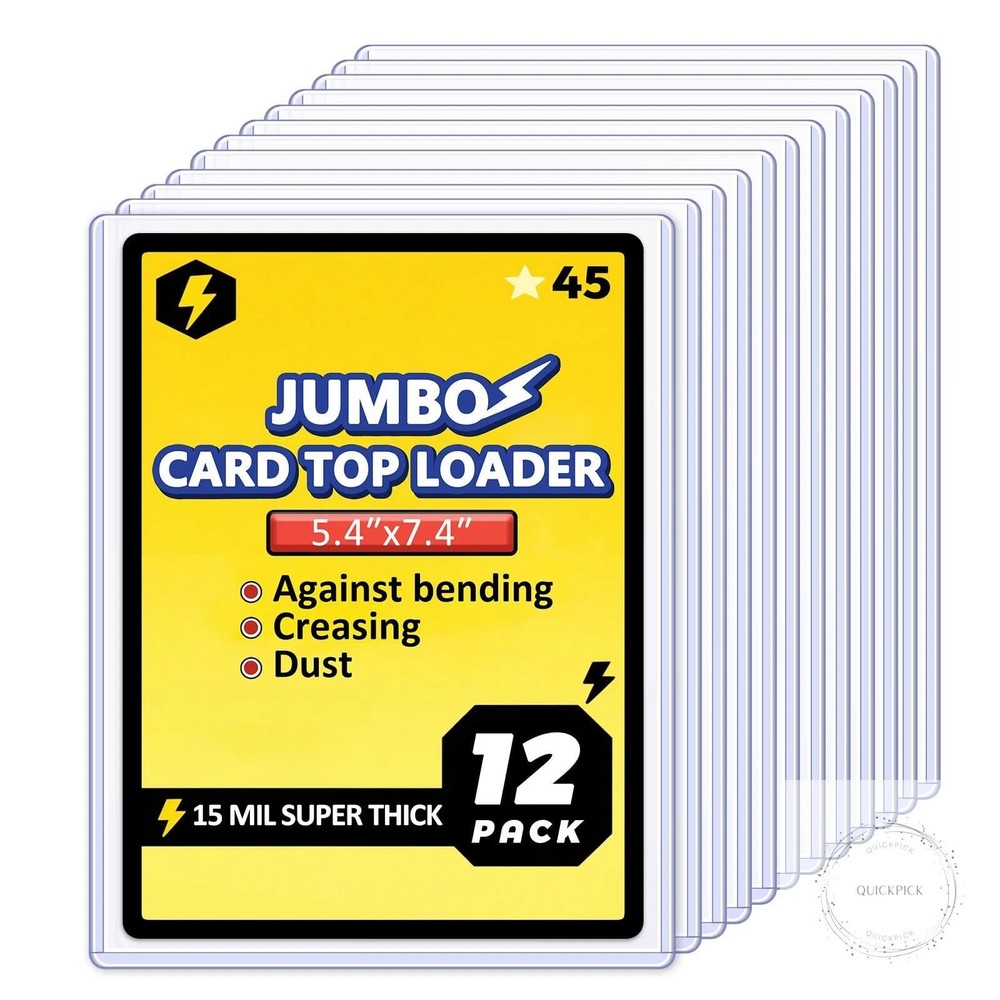 Jumbo Card Hard Sleeves, Top Loader for 5.4×7.4″ Jumbo Card -12 Pack