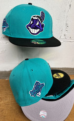 Cleveland Indians Wahoo New Era Fitted Club 59Fifty Hat Custom NEW GRAPE TEAL
