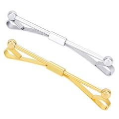 2 Pcs Gold and Silver Tie Clip Collar Bar Pin Set for Men, 6cm, Gold+Silver