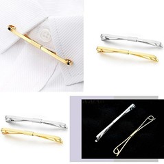 2 Pcs Gold and Silver Tie Clip Collar Bar Pin Set for Men, 6cm, Gold+Silver
