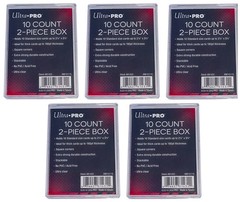 5 Ultra Pro 10 Count Clear 2-Piece Card Storage Boxes New Case Sport Trading