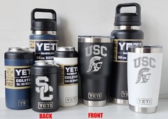 USC TROJANS — YETI Laser Engraved Tumblers, Colsters, and Chug Bottles