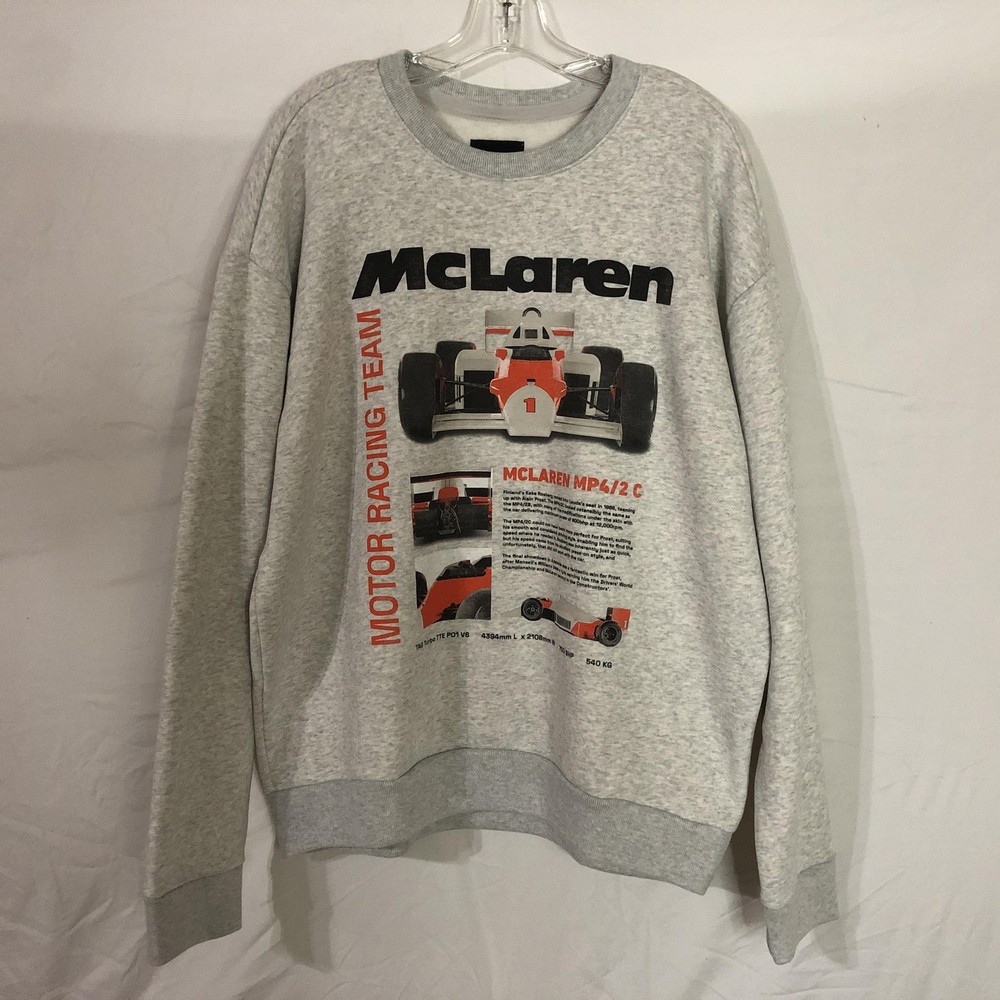 McLaren Formula 1 Team Sweatshirt Mens XL Gray F1 Racing MP4/2C Car Graphic