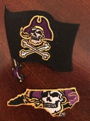 (2) ECU East Carolina Pirates Vintage Embroidered Iron On Patch Lot 3 X 2 & 3×1
