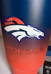 NFL Denver Broncos 40 oz Stainless Steel Insulated Tumbler Crystal Glass Bling
