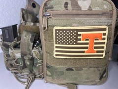 Military Combat American Flag Tennessee Volunteers football PVC Patch W Vlcro
