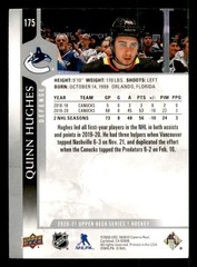 2020-21 Upper Deck #175 Quinn Hughes Vancouver Canucks