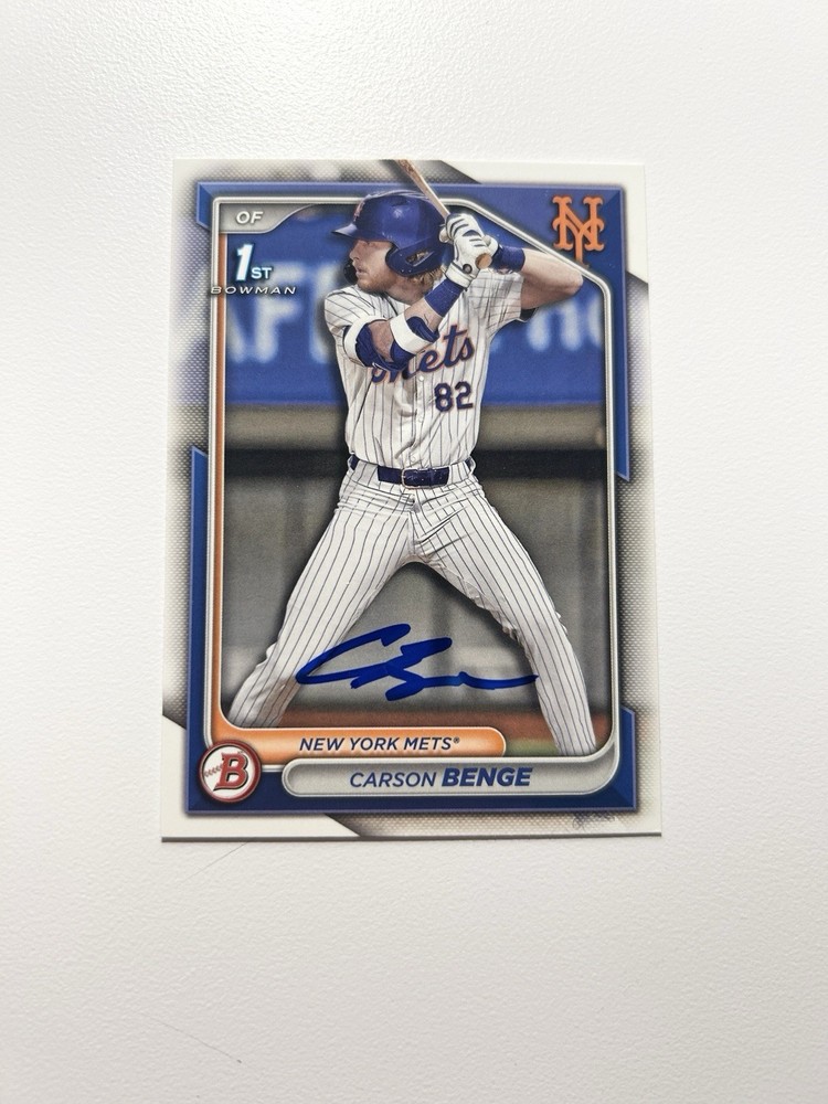 2024 Bowman Draft Carson Benge Autographed Signed Card 1st Paper New York Mets
