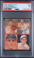 1935 Goudey 4 In 1 #6A Ruel, Simmons, Kamm, Cochrane — PSA 1