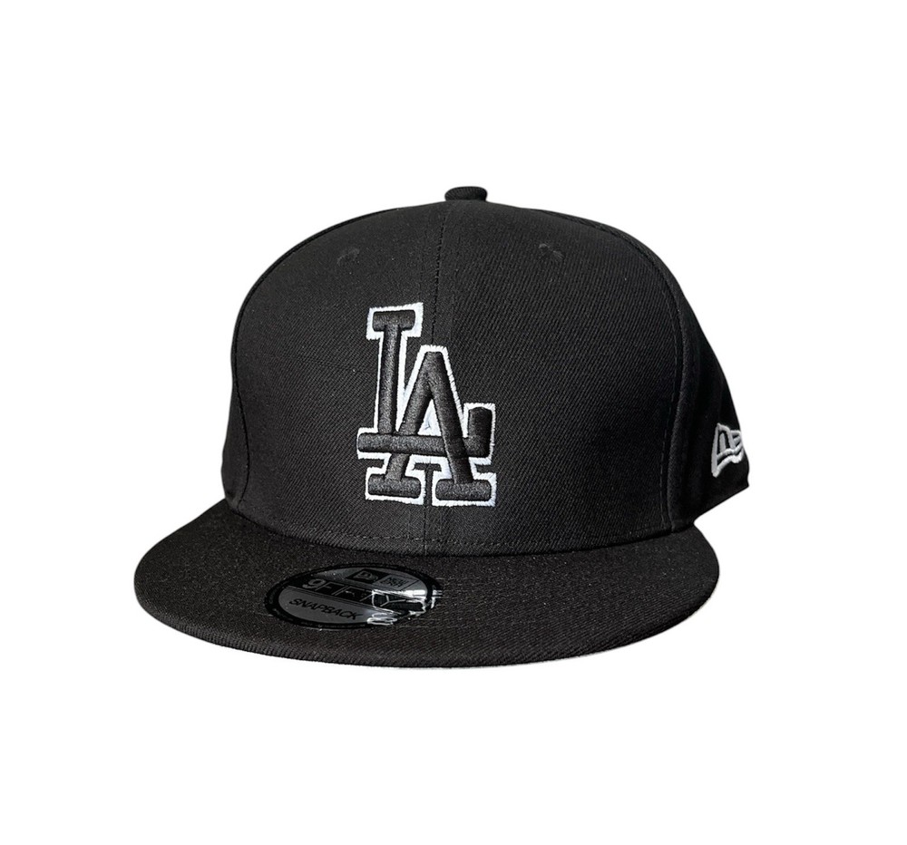 Los Angeles Dodgers 9Fifty New Era SnapBack Hat Black / Black & White Adjustable