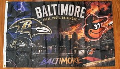 Ravens Orioles Baltimore Teams Flag Banner 3×5 Ft Fan Gift Merch Loyal Proud