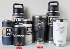 Minnesota Vikings YETI Laser Engraved Tumblers, Can Colsters and Bottles, 2-side