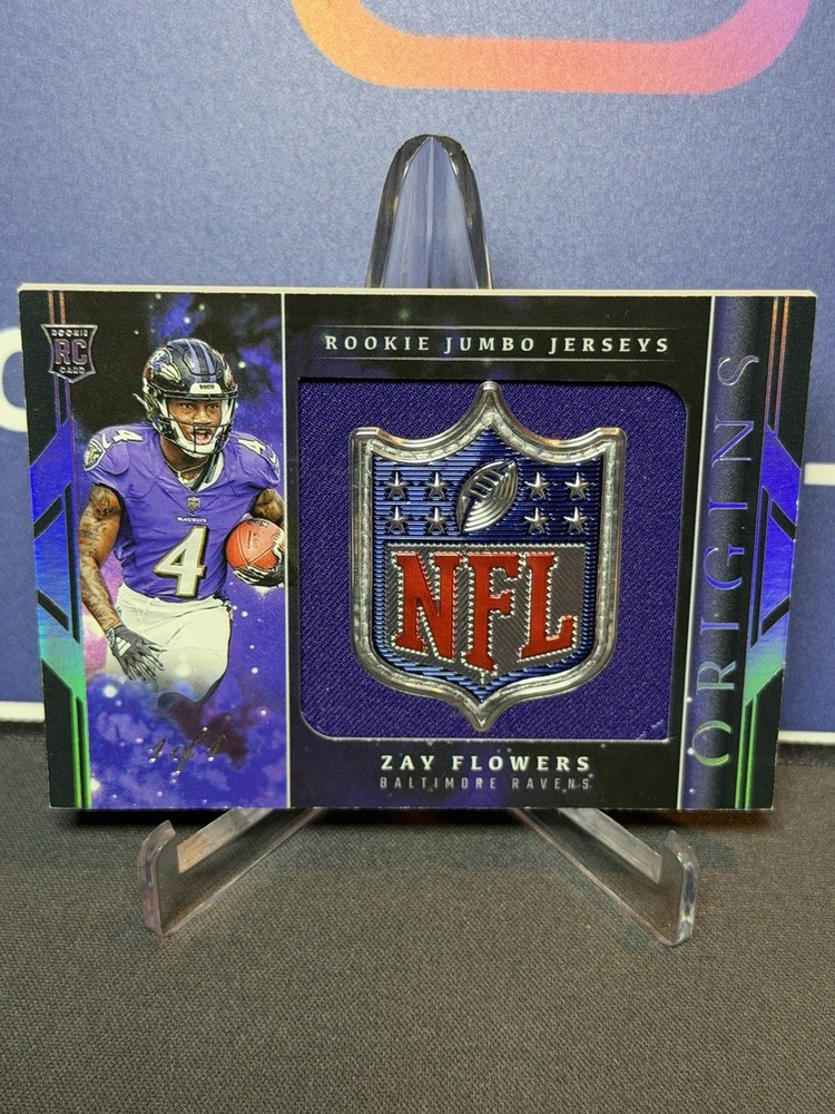 2023 PANINI ORIGINS ROOKIE JUMBO JERSEY ZAY FLOWERS BLACK NFL SHIELD 1/1 RAVENS