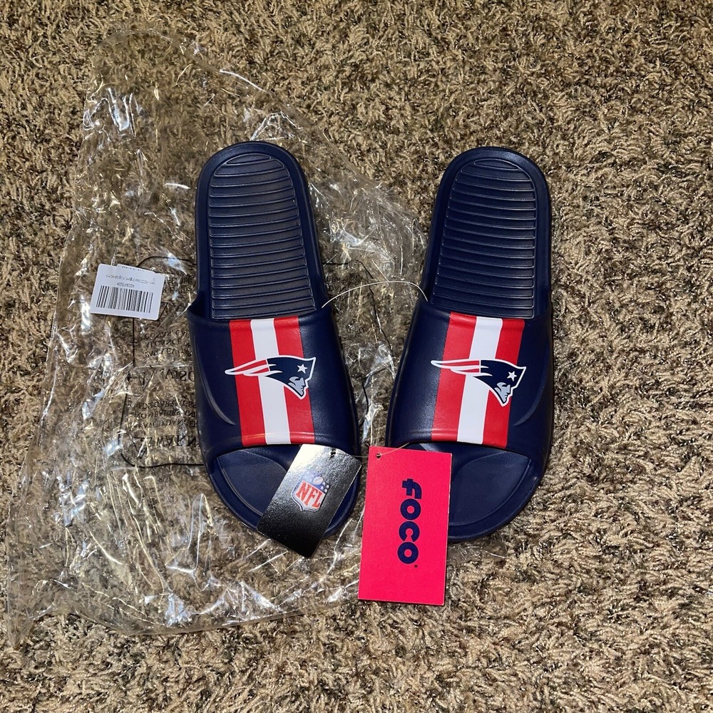 FOCO PATRIOTS Mens NFL Team Logo Slide Flip Flop Sandals Size 9 10 Medium New