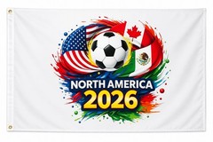 North America 2026 Soccer Flag 3×5 Ft USA Canada Mexico Football Banner