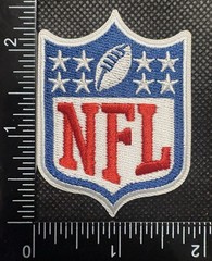 LARGER NFL LOGO SHIELD FOOTBALL IRON ON EMBROIDERED PATCH SEE PHOTOS/ RULER