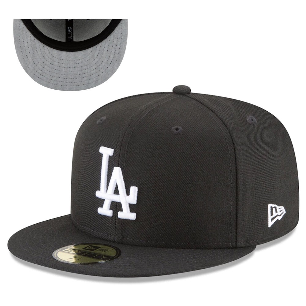 New Era 59FIFTY Los Angeles Dodgers Fitted Hat Black White MLB Cap