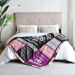 90th Birthday Gifts for Women Throw Blanket 60″ x 50″, x Pink-90yr