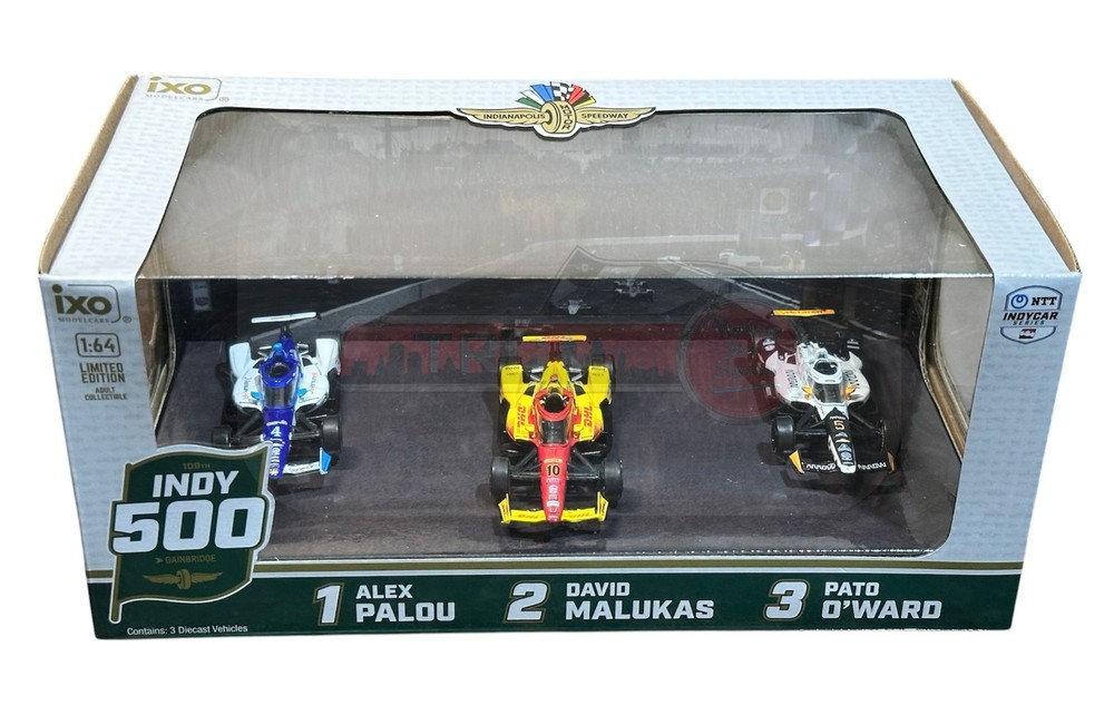 2025 IXO America 1/64 Indy 500 Podium Set #10 Palou , #4 Malukas, #5 O’Ward