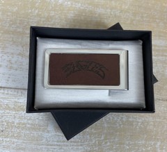 Eagles Money Clip Souvenir 2014 Silver w/Brown Backing Engraved Logo New w/Box