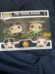 NJPW The Young Bucks Funko POP Hot Topic Exclusive Autographed 2 Pack Jsa Coa