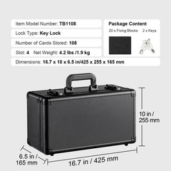 VEVOR 108 PSA Graded Card Storage Box 4 Slots Sports Card Holder Case Key Lock
